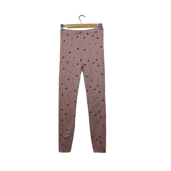 NEW Anthropologie Medium Large M/L Waffle Leggings Thermal Floral Pink Pants - Picture 3 of 15